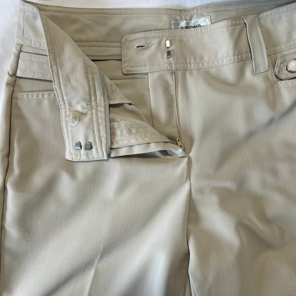 Dressbarn Beige Cropped Trousers Size 8 Button‎ Hem Career Y2K Workwear Capri